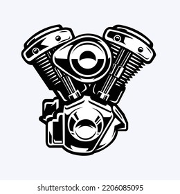 Motorcycle Engine Vector Art Monochrome Icons Symbols and Graphics