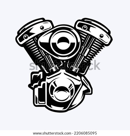 Motorcycle Engine Vector Art Monochrome Icons Symbols and Graphics