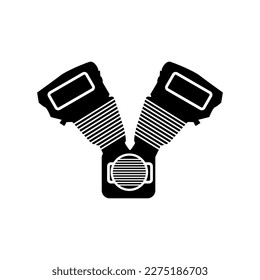 motorcycle engine vector illustration, in black.
