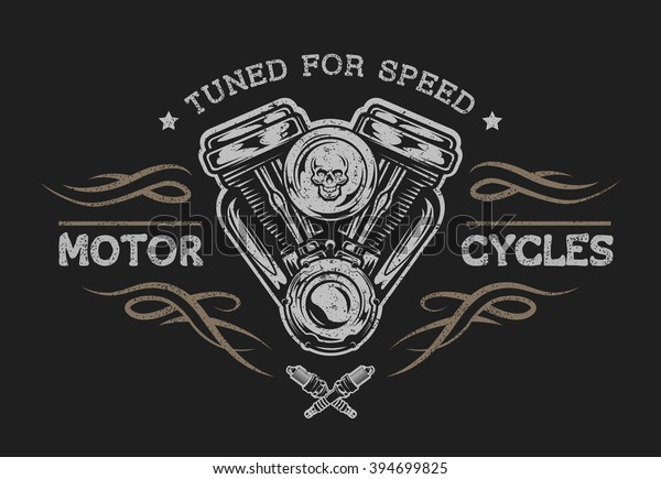 Motorcycle Engine Vintage Style Emblem Symbol Stock Vector (Royalty ...