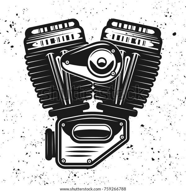 Motorcycle Engine Vtwin Motor Vector Black Stock Vector (Royalty Free ...