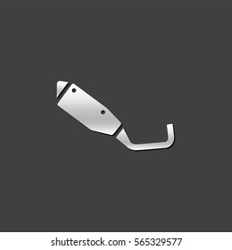 Motorcycle exhaust icon in metallic grey color style. Automotive transportation repair