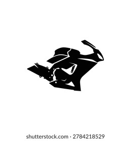 Motorcycle Exterior Fairing Body Panel Icon. Black filled icon showing an exterior plastic body panel fairing component