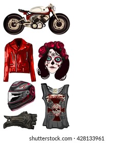 Motorcycle fashion Biker digital watercolor pictures