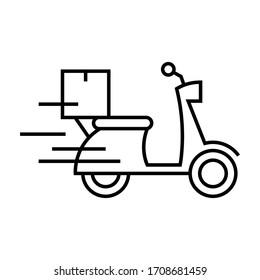 Motorcycle fast delivery icon symbol, Pictogram flat outline design for apps and websites, Track and trace processing status, Isolated on white background, Vector illustration