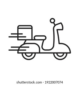 Motorcycle fast delivery icon symbol, Pictogram flat outline design for apps and websites, Isolated on white background, Vector illustration