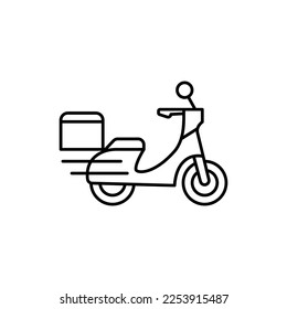 Motorcycle fast delivery icon symbol, Pictogram flat outline design for apps and websites, Isolated on white background, Vector illustration