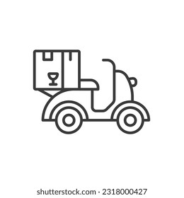 Motorcycle fast delivery line icon. Scooter Fast delivery icon. Shipping vector symbol vector illustration. Editable stroke