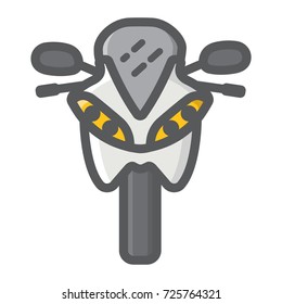 Motorcycle filled outline icon, transport and vehicle, bike sign vector graphics, a colorful line pattern on a white background, eps 10.
