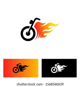 motorcycle with fire logo design