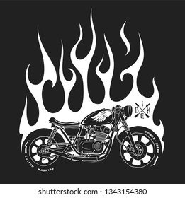 Motorcycle and fire vector t-shirt print design.