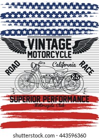 Motorcycle flag design typography, t-shirt graphics, vectors