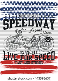 Tipografía del diseño de la motocicleta, gráficos en pantalones t, vectores