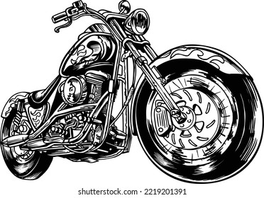 Motorrad mit Flammen-Vektorgrafik