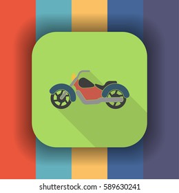 motorcycle flat icon with long shadow, vector illustration