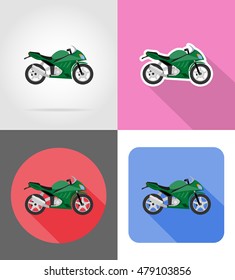 motorcycle flat icons vector illustration isolated on background