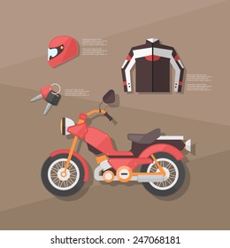 Motorcycle. Flat Illustration