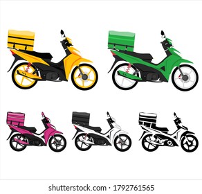 motorcycle for food delivery service. vector illustration.