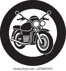 motorcycle front, in a circle Illustration