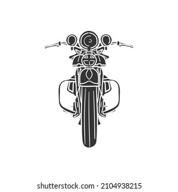 Motorcycle Front Icon Silhouette Illustration. Transport Power Chopper Vector Graphic Pictogram Symbol Clip Art. Doodle Sketch Black Sign.