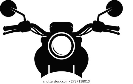 Motorcycle Front View Icon with Headlight and Handlebars