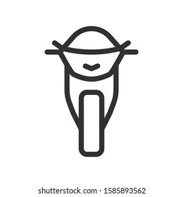 Motorcycle , front view, linear icon. Editable stroke