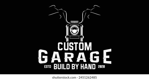 Motorcycle Front View Logo Badge Black and White Vintage Style