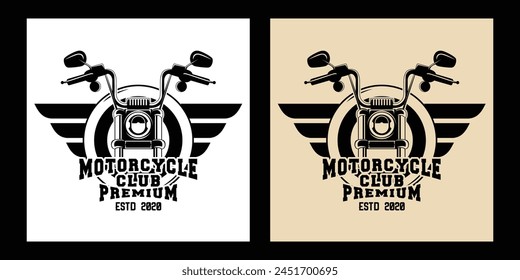 Insignia del logotipo de vista frontal de la motocicleta - Estilo Antiguas en blanco y negro