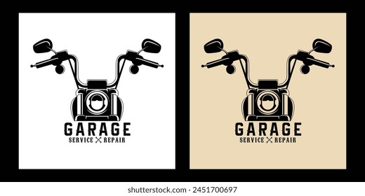 Motorcycle Front View Logo Badge Black and White Vintage Style