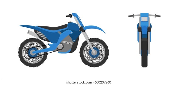 Motorcycle, front view, side view. vector illustration. Flat design style. Isolated on a white background.