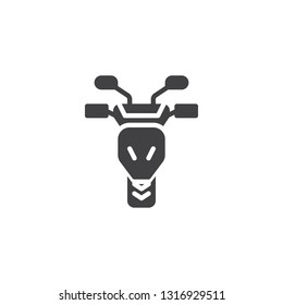 Motorcycle front view vector icon. filled flat sign for mobile concept and web design. Sports moto bike simple glyph icon. Symbol, logo illustration. Pixel perfect vector graphics