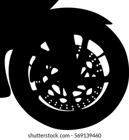 Motorcycle front wheel detail vector silhouette 