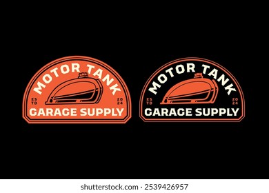 motorcycle fuel tank retro badge logo design for garage, workshop, spare part, extreme sport. motorbike gas vat emblem logo collection for racer, motorcycle, rider, adventure 