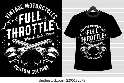 Motorcycle full throttle typography vector t-shirt design 