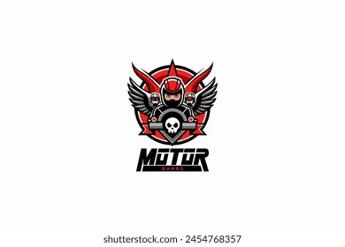 A motorcycle gang logo that represents a well-organized motorcycle club with a cool style but still expresses the purpose of a friendly and peaceful organization.