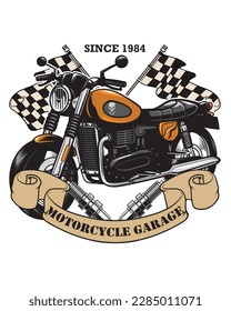 motorcycle garage badge design vector illustration