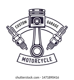 Motorcycle Garage Badge Piston Spark Plugs Stock Vector (Royalty Free ...