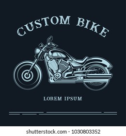 Motorcycle Garage Design Vector On Monochrome Blue