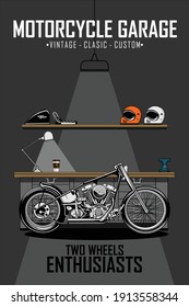 MOTORCYCLE GARAGE ILLUSTRATION READY FORMAT EPS 10