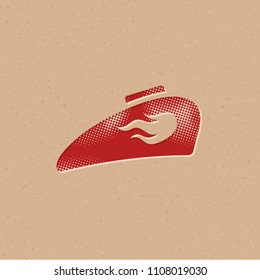 Motorcycle gas tank icon in halftone style. Grunge background vector illustration.