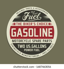 Motorcycle gasoline  typography, tee shirt graphics, vectors