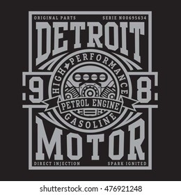 Motorcycle gasoline typography, t-shirt graphics, vectors