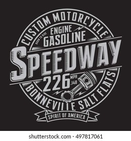 Motorcycle gasoline typography, t-shirt graphics, vectors, 