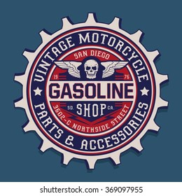 Motorcycle gasoline typography,skull, t-shirt graphics, vectors