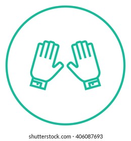 Icono de línea de guantes de motocicleta.