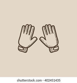 Motorcycle gloves sketch icon.