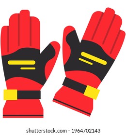 Ilustración vectorial de guantes de motocicleta aislada en blanco