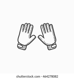 Motorradhandschuhe, Vektorgrafik Symbol einzeln auf Hintergrund. Handgezeichnete Motorradhandschuhe-Ikone. Motorrad-Handschuhe Skizze Symbol für Infografik, Website oder App.