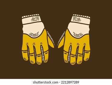 motorcycle gloves vintage retro art illustration design