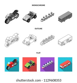 Motorcycle, golf cart, train, bus. Transport set collection icons in flat,outline,monochrome style vector symbol stock illustration web.